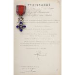 ORDER OF THE STAR OF ROMANIA, 1864, to a Romanian Lieutenant