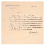 Nice and simple letter of condoleance from General Guillomat to Madame Taranovski