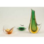 Set of three glass pieces. Murano. Italy. Circa 1950.- Flavio Poli (Chioggia, 1900 - Venecia, 1984)