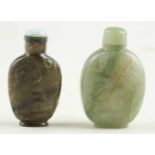 Lot of two snuff bottles. China. Mid 20th century.One is made of labradorite and the other of
