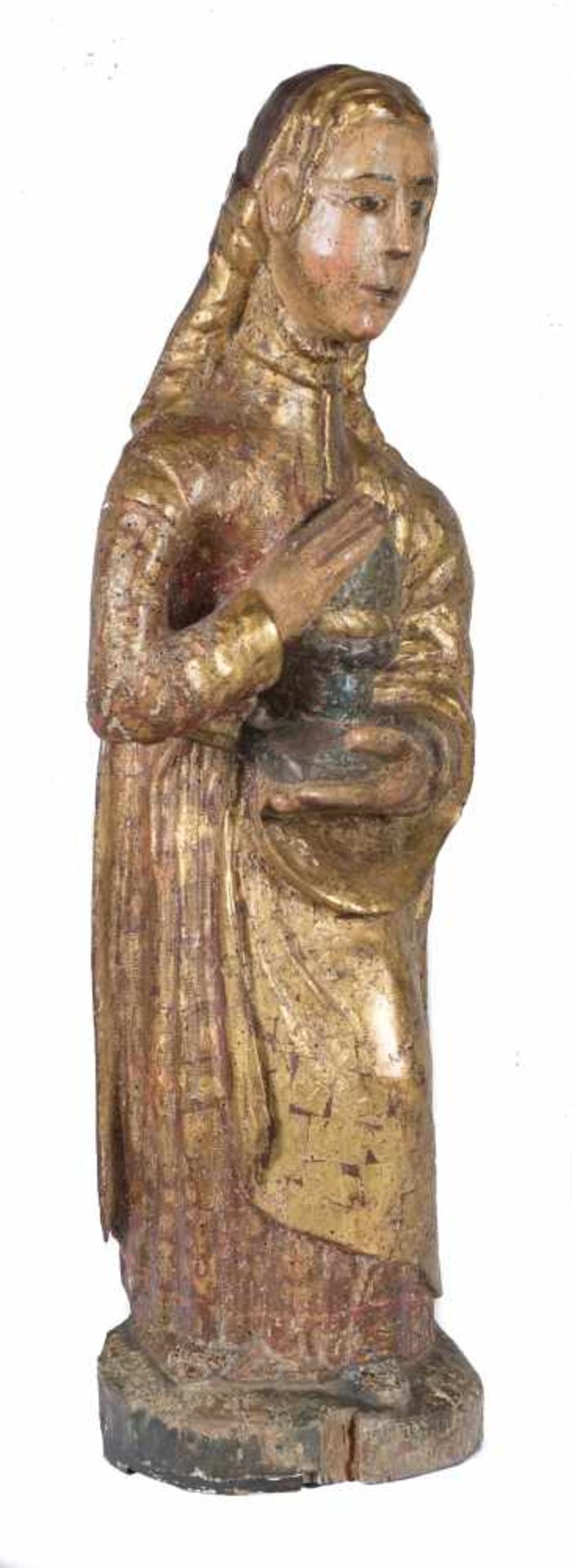 Saint Barbara. Carved, gilded and polychromed wooden sculpture. Late Gothic. Circa 1500.Saint - Bild 3 aus 5