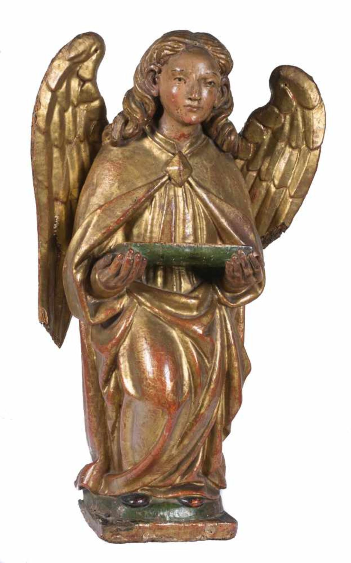Angel. Carved, gilded and polychromed wooden sculpture. 16th – 17th century.Angel. Carved, gilded