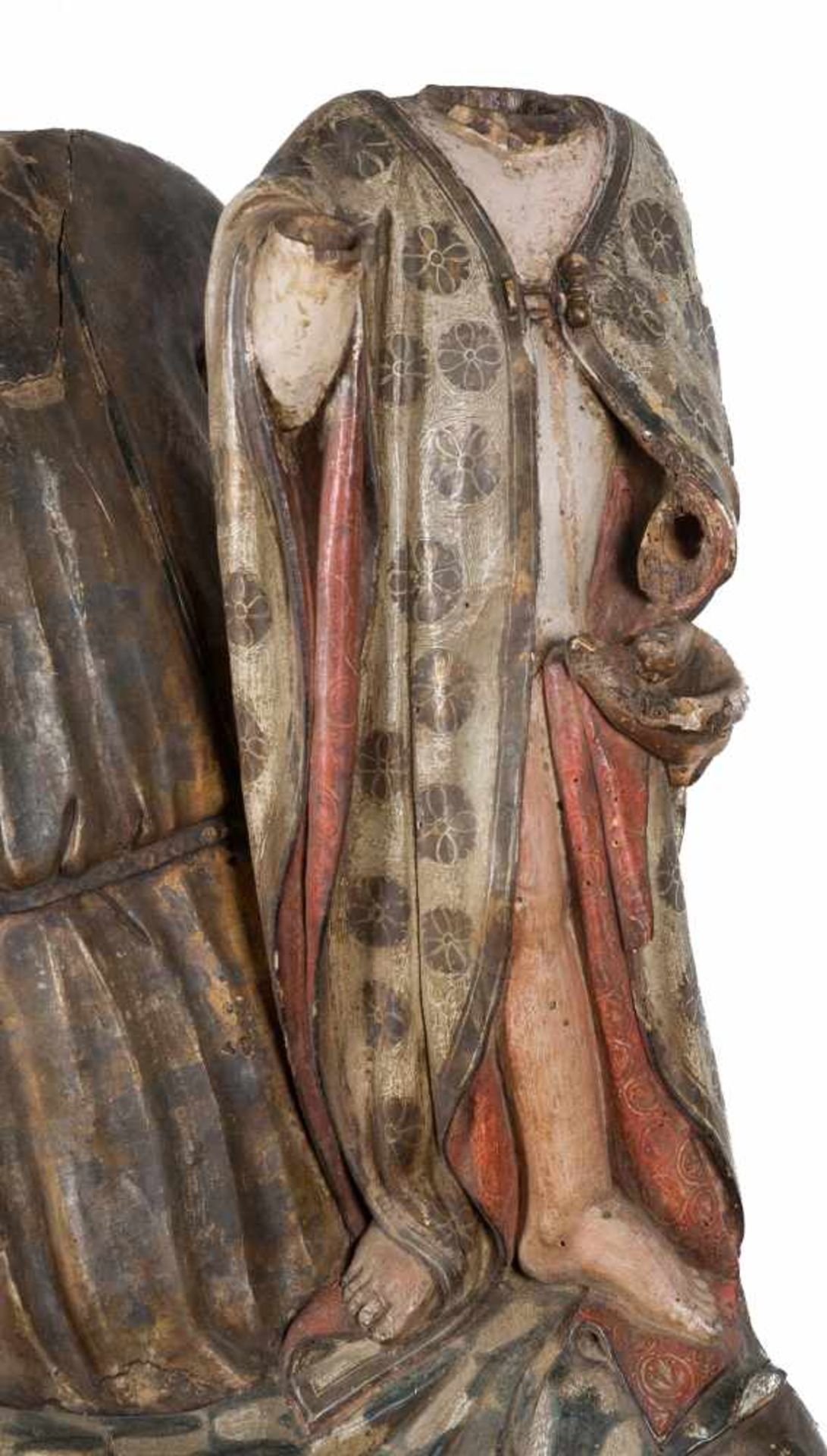 Seat of Wisdom (Sedes Sapientiae). Carved and polychromed wooden sculpture. 14th – 15th century.Seat - Bild 4 aus 5