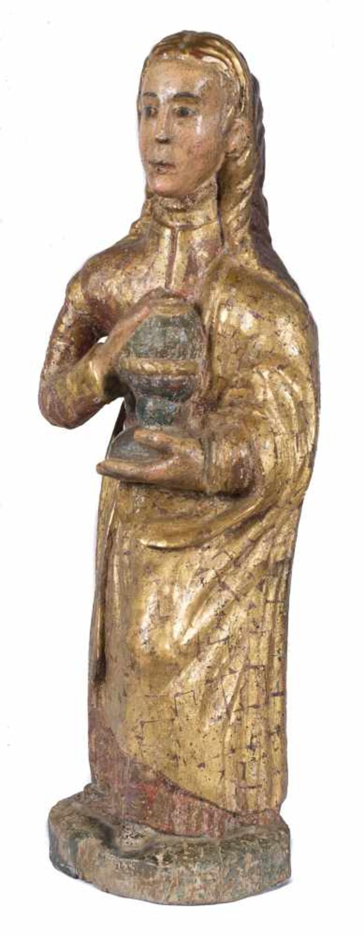 Saint Barbara. Carved, gilded and polychromed wooden sculpture. Late Gothic. Circa 1500.Saint - Bild 2 aus 5
