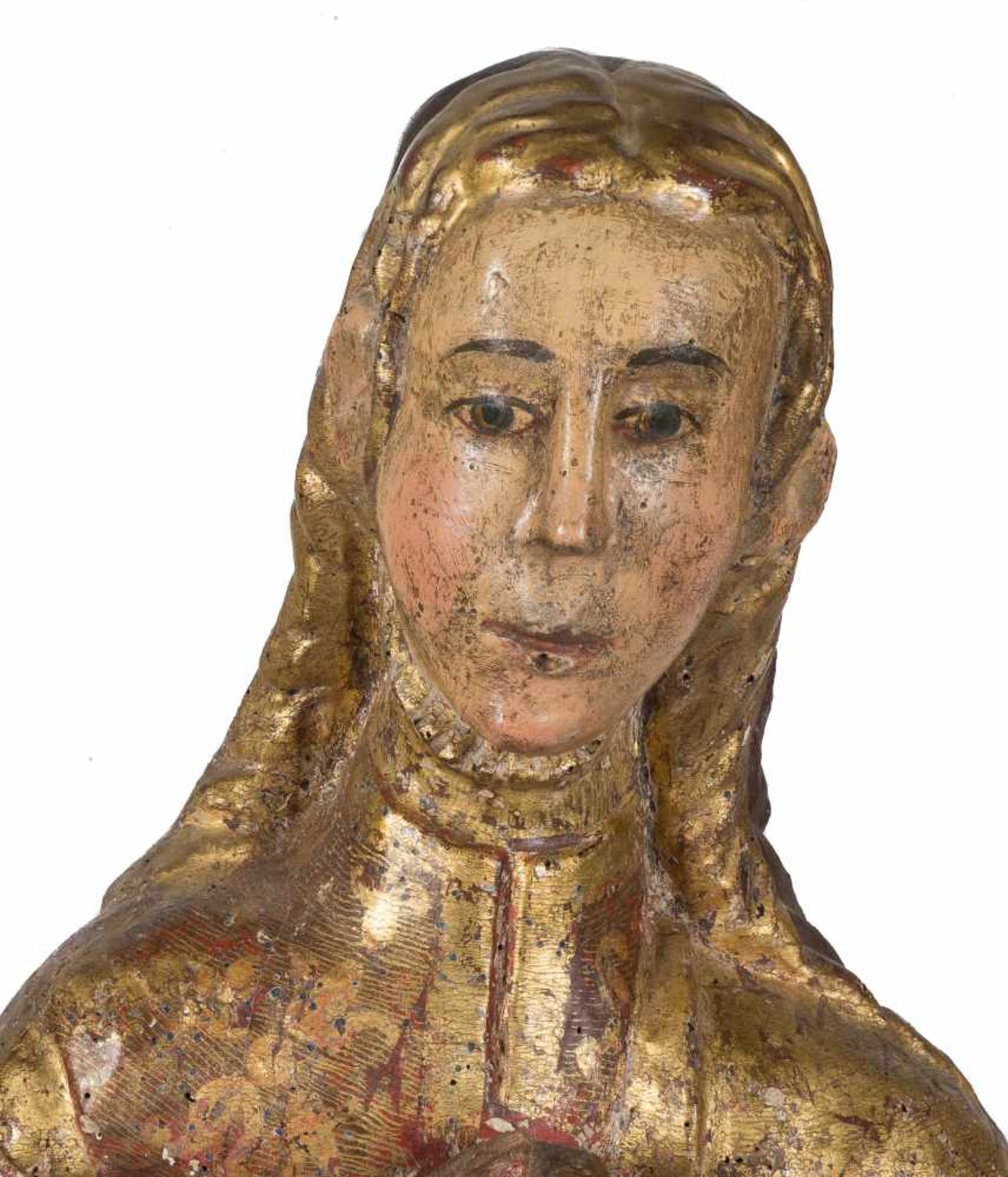 Saint Barbara. Carved, gilded and polychromed wooden sculpture. Late Gothic. Circa 1500.Saint - Bild 5 aus 5