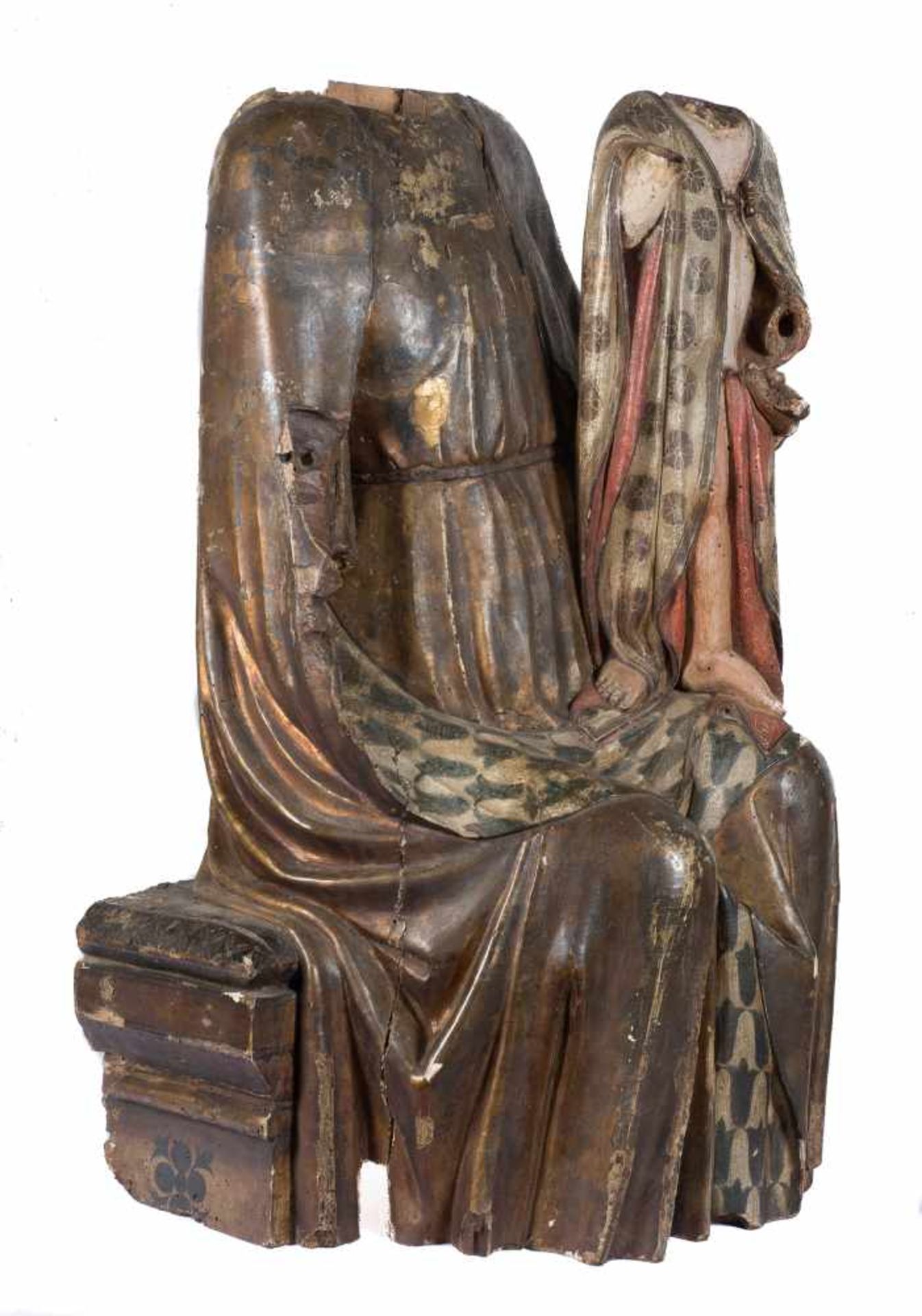 Seat of Wisdom (Sedes Sapientiae). Carved and polychromed wooden sculpture. 14th – 15th century.Seat - Bild 3 aus 5