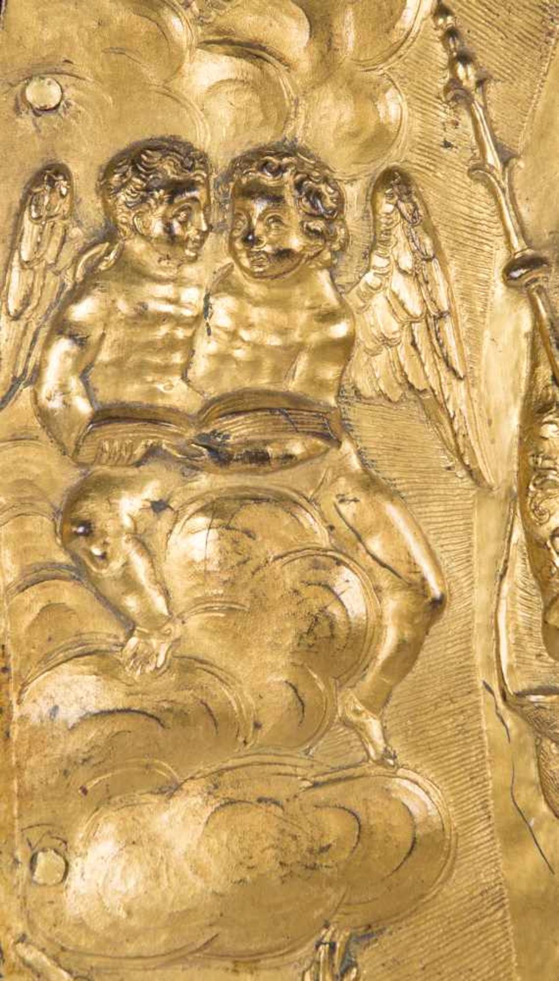 Coronation of the Virgin Gilded, chased and embossed bronze relief. Italy. 16th century. Magnificent - Bild 4 aus 8