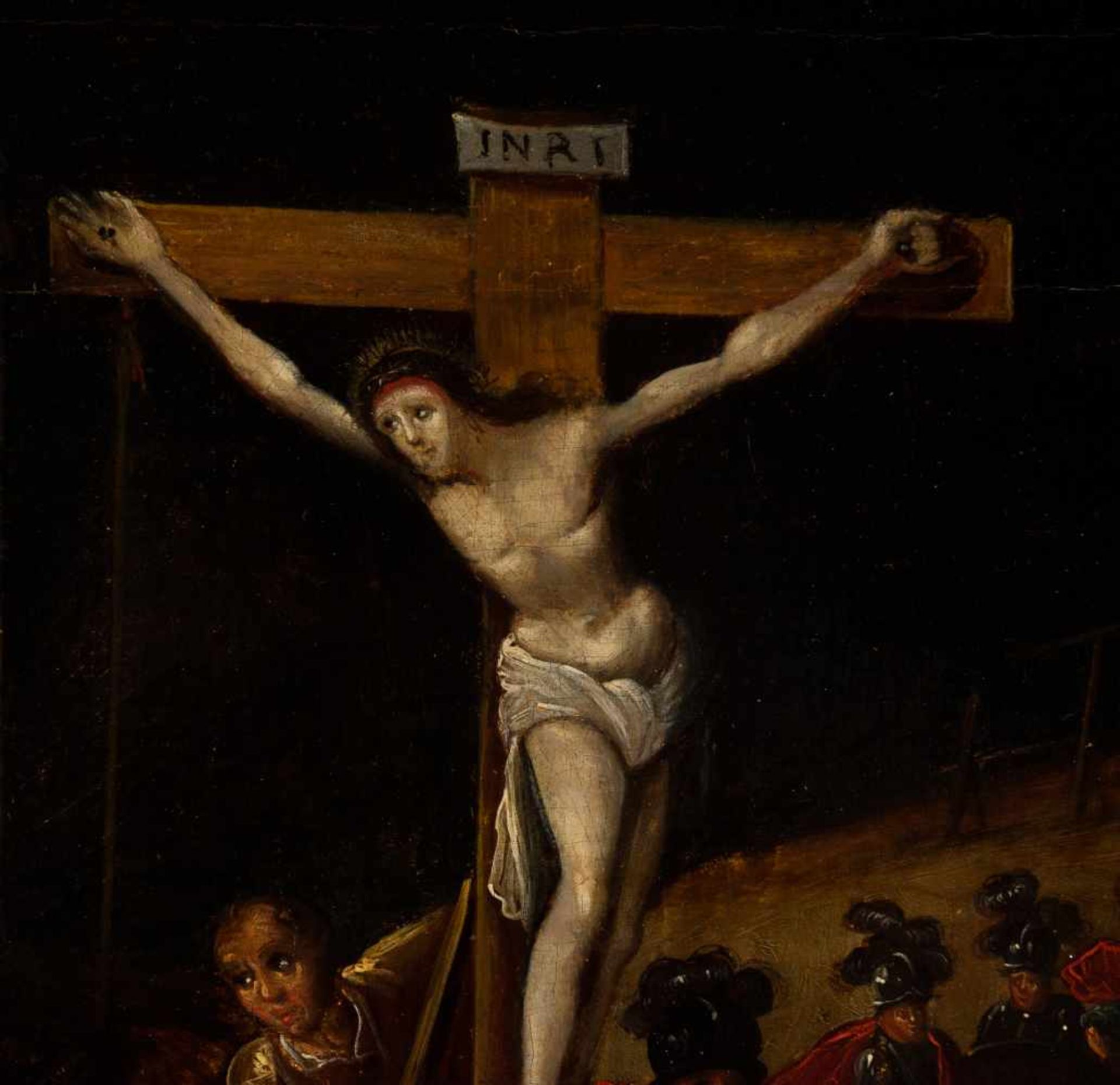 16th century Flemish School. In the style of Louis de Caullery. "Calvary" Oil panel painting. - Bild 3 aus 9