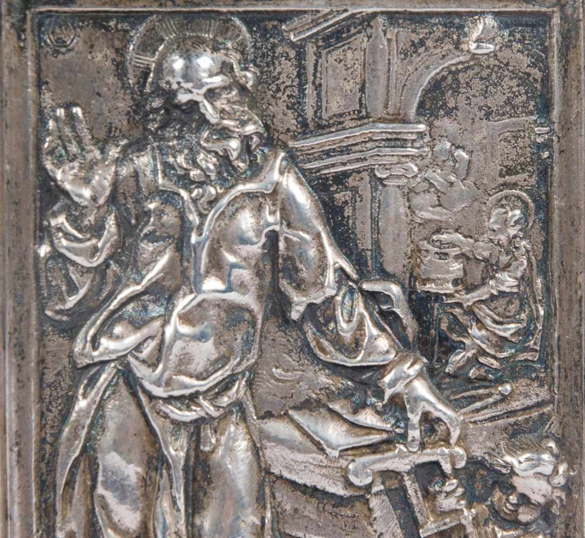 Engraved and embossed silver relief. 17th century. "Saint Joseph" 10 x 7 cm. - Bild 2 aus 3