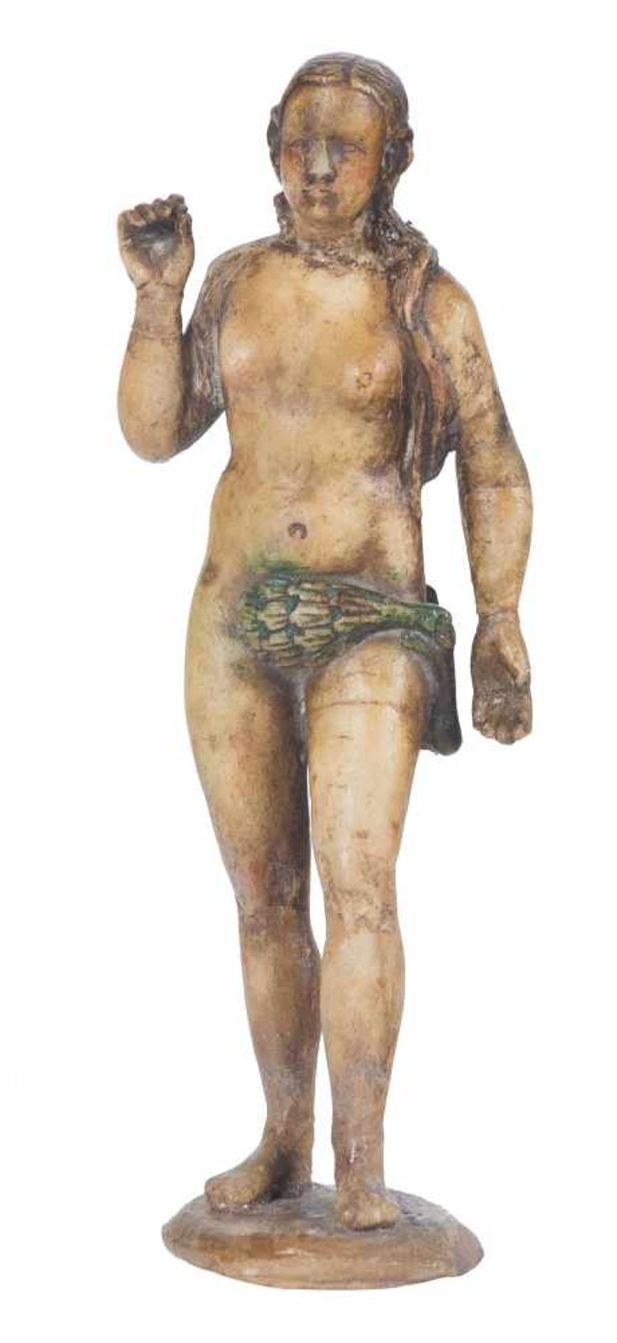 Eve Sculpted alabaster figure with polychrome residue. Italy. 16th century. Height: 19 cm.