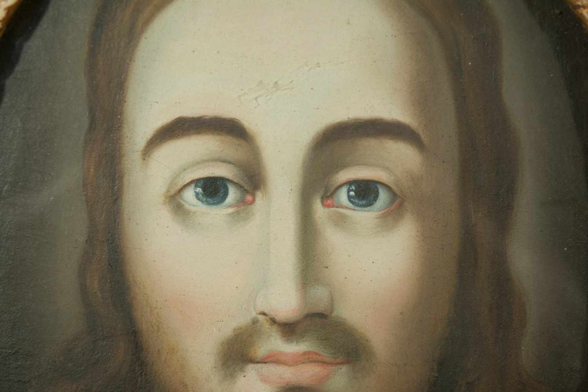 16th century Italian School "Veil of Veronica" Oil on cboard. In an 18th century carved and gilded - Bild 2 aus 3