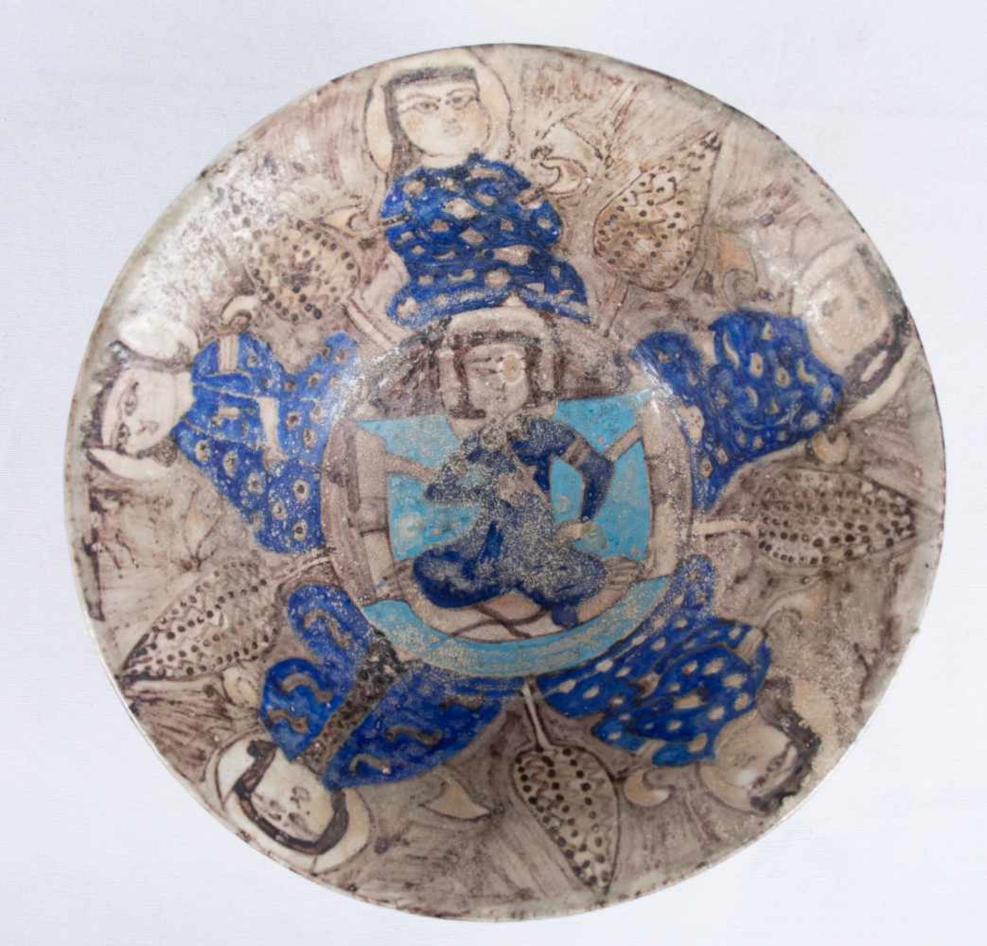 Metallic pottery plate. "Minai". Seljuk. Iran. 11th century. Decorated with cobalt blue figures. 9 x - Bild 3 aus 5