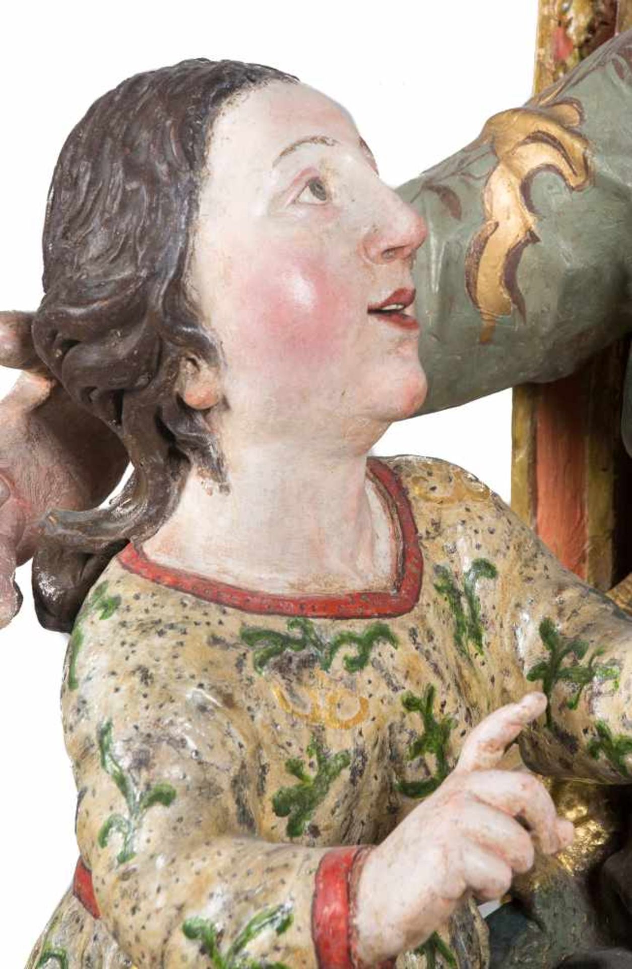 Saint Anne and the education of Mary Carved, gilded and polychromed wooden sculpture with estofado - Bild 5 aus 7