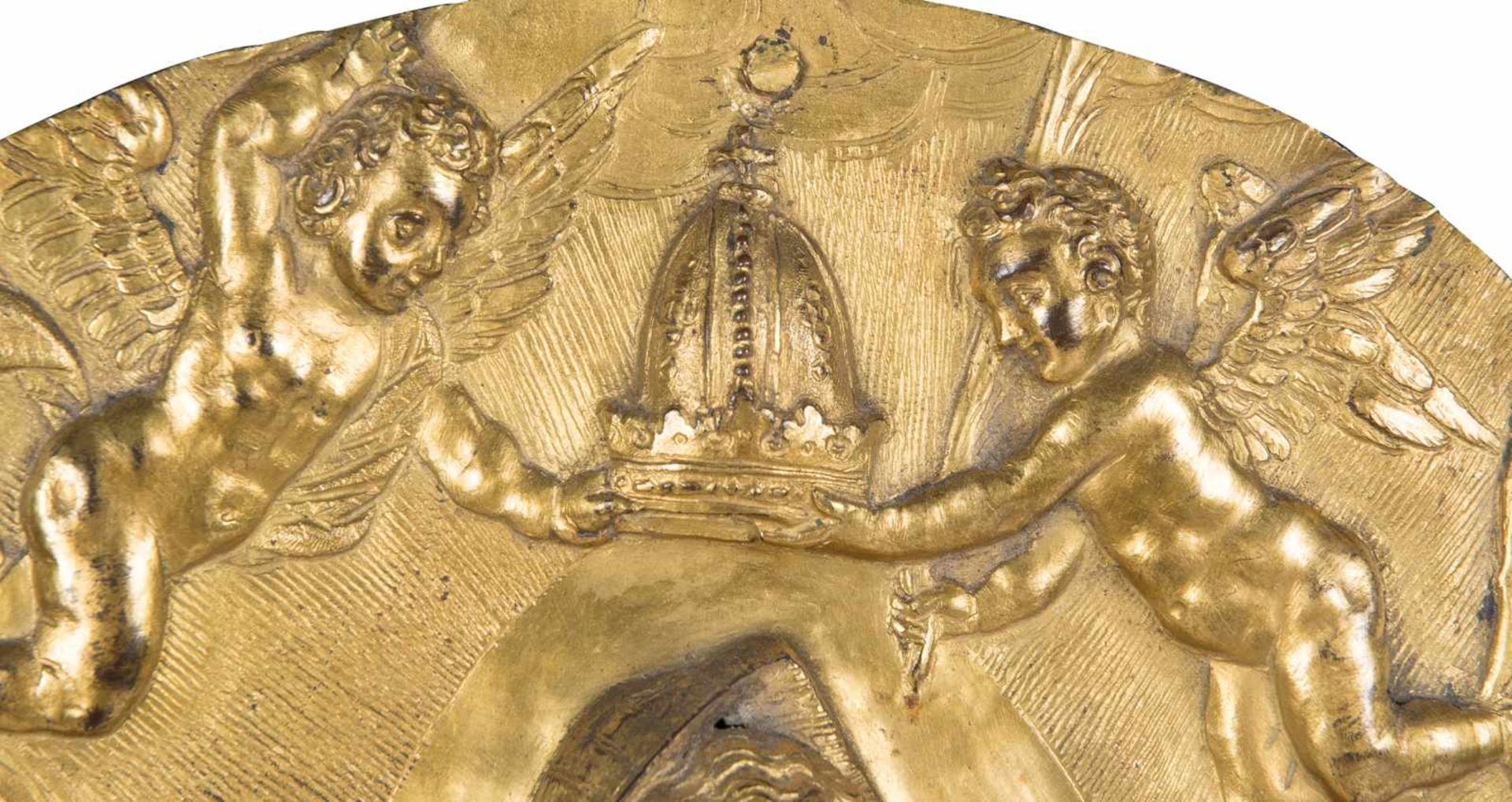 Coronation of the Virgin Gilded, chased and embossed bronze relief. Italy. 16th century. Magnificent - Bild 3 aus 8