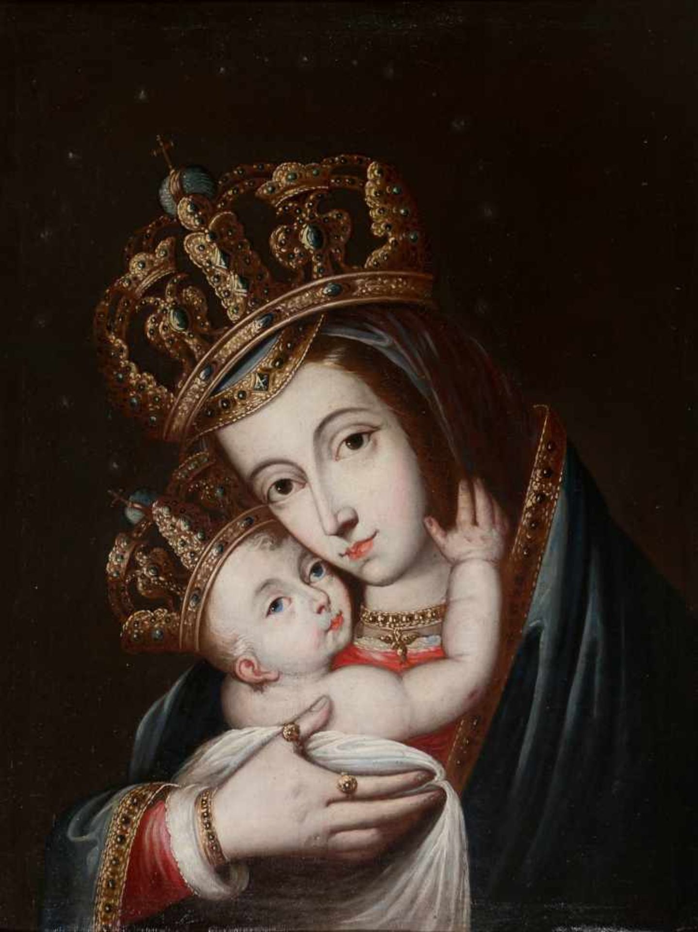 José de Arellano (Madrid, 1653 - 1714) "Madonna and Child" Oil on canvas. Signed. Circa 1695 - 1700.