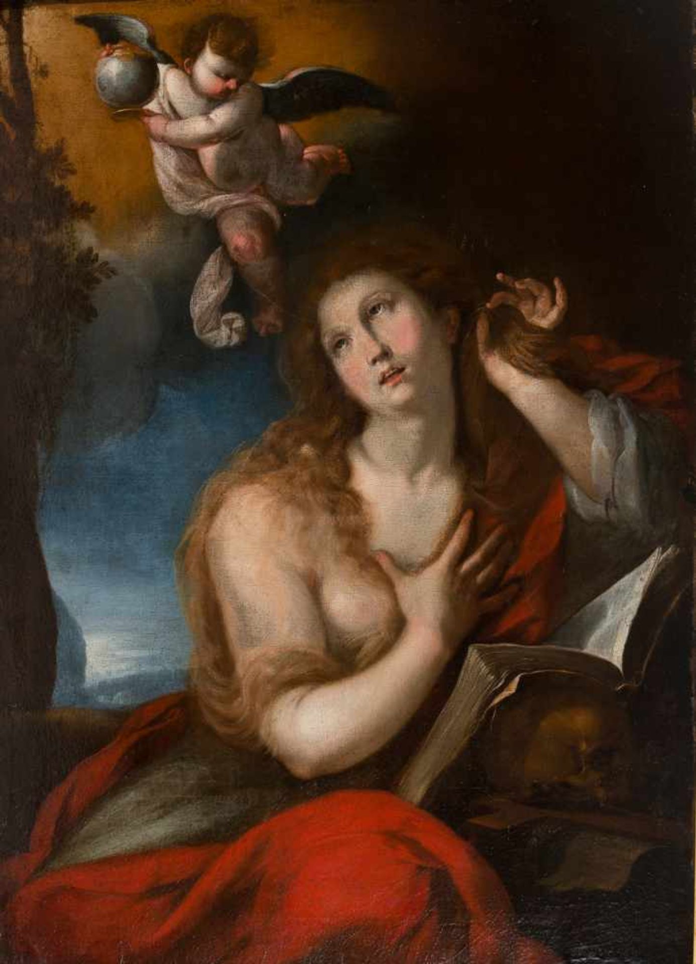 Sebastián Llanos y Valdés (c.1605 - Seville, 1677) “Mary Magdalena” Oil on canvas. Signed and