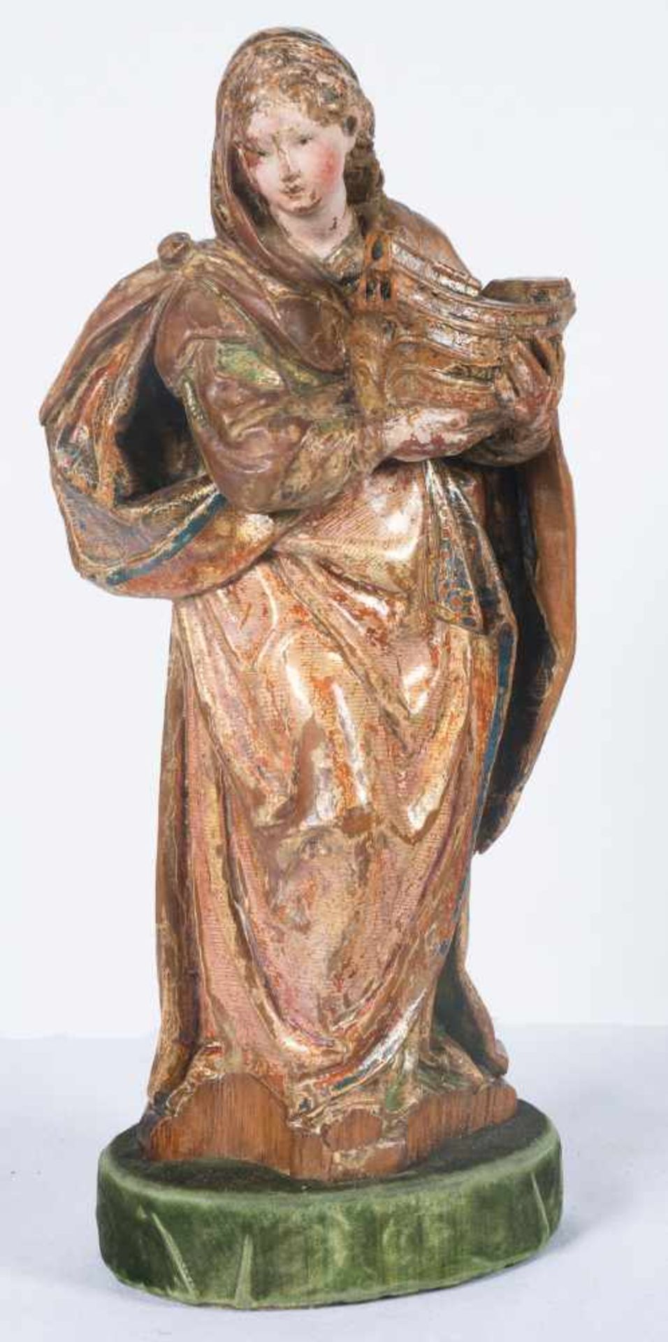 Saint Ursula. Carved, gilded and polychromed wooden sculpture. 16th century. In its carved and - Bild 4 aus 5