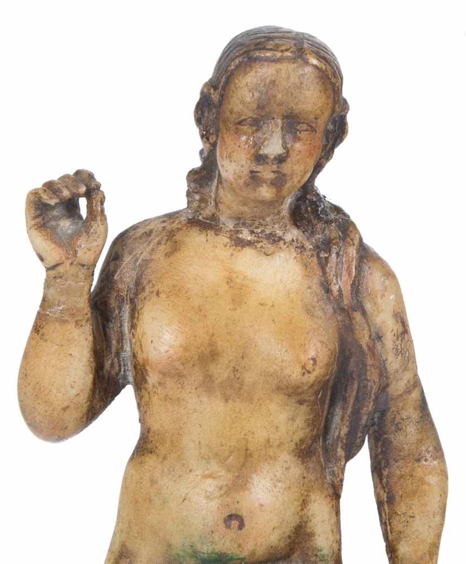 Eve Sculpted alabaster figure with polychrome residue. Italy. 16th century. Height: 19 cm. - Bild 3 aus 4