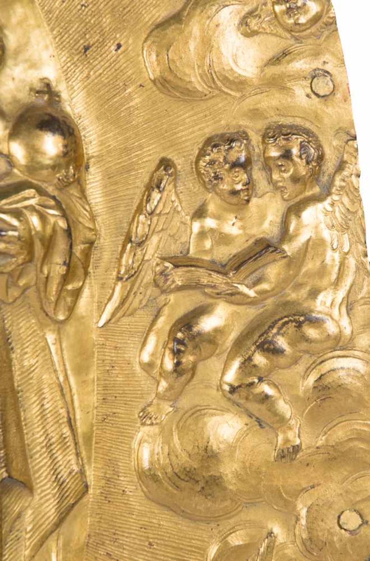 Coronation of the Virgin Gilded, chased and embossed bronze relief. Italy. 16th century. Magnificent - Bild 5 aus 8