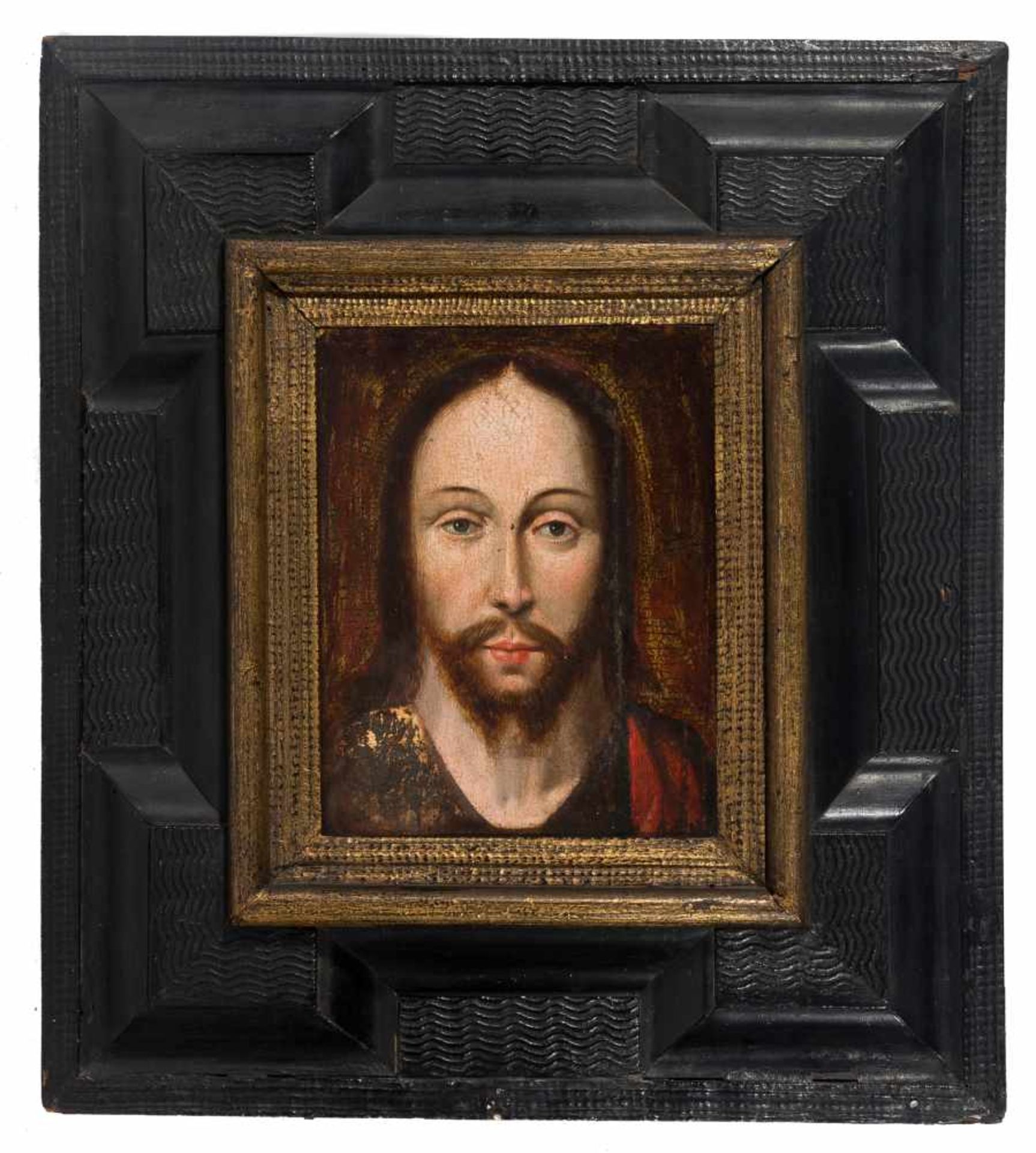 16th century Italian School Oil on panel. With carved wooden period frame. 22,5 x 18 cm.