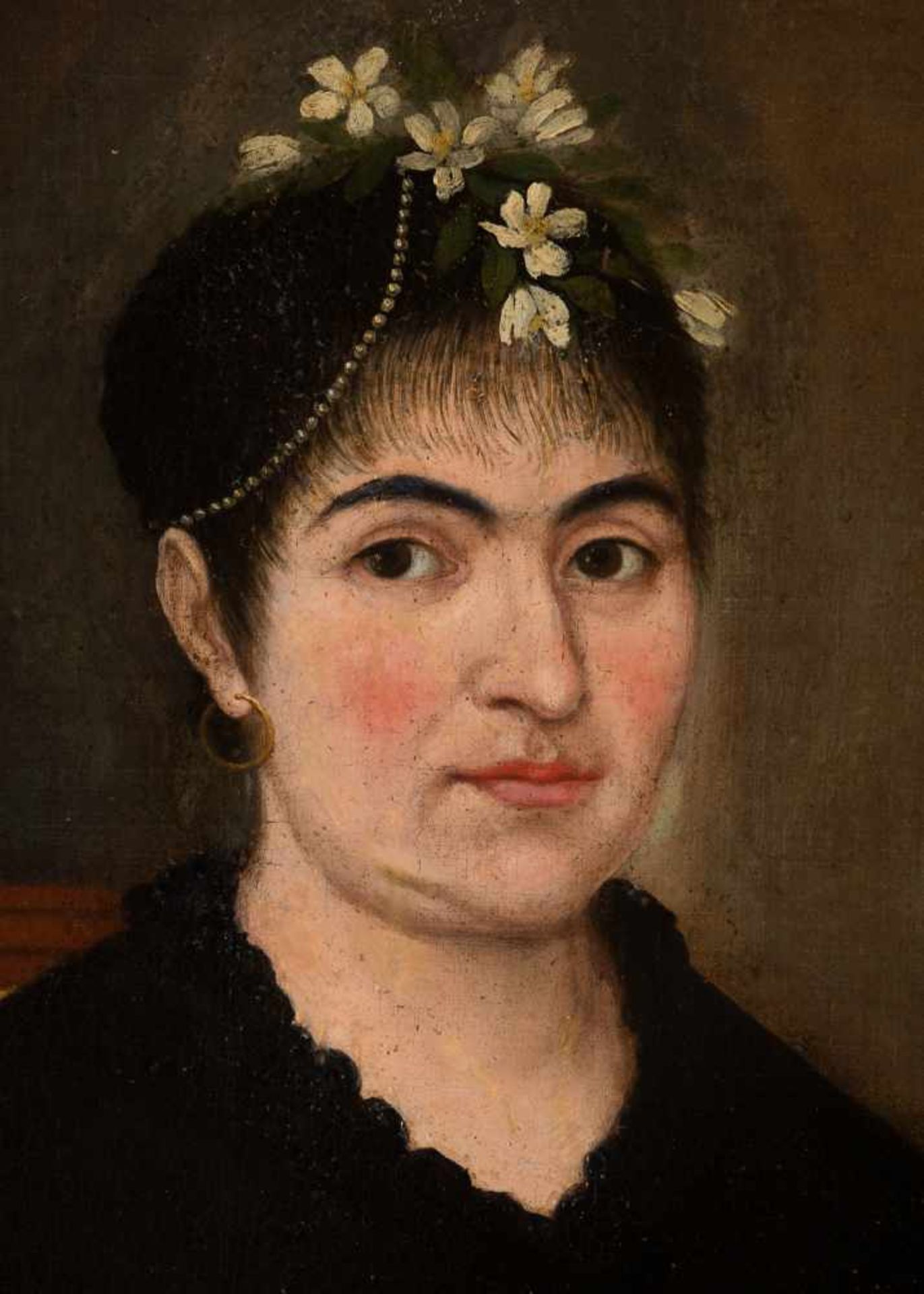 Late 18th century – early 19th century Cuban School. "Lady" Oil on canvas. 101 x 81 cm. - Bild 2 aus 3