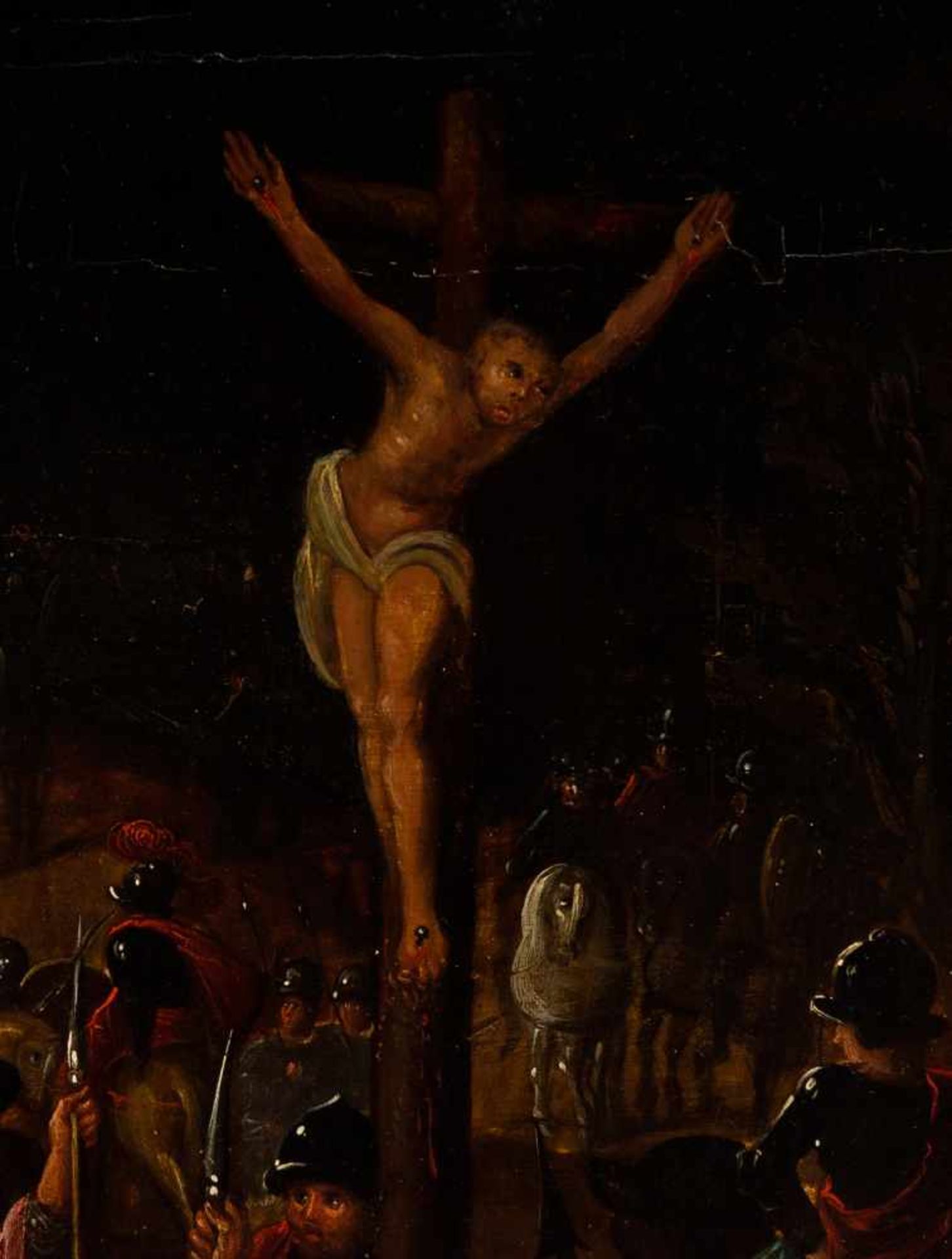 16th century Flemish School. In the style of Louis de Caullery. "Calvary" Oil panel painting. - Bild 6 aus 9