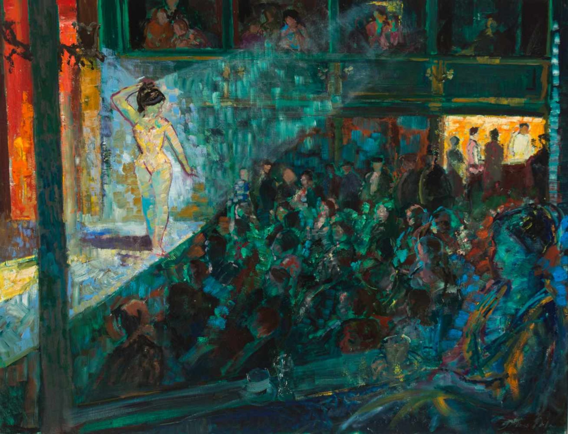 Emili Grau Sala (Barcelona, 1911 - 1975)"Music Hall a Barcelona"Oil on canvas. Signed. On the back