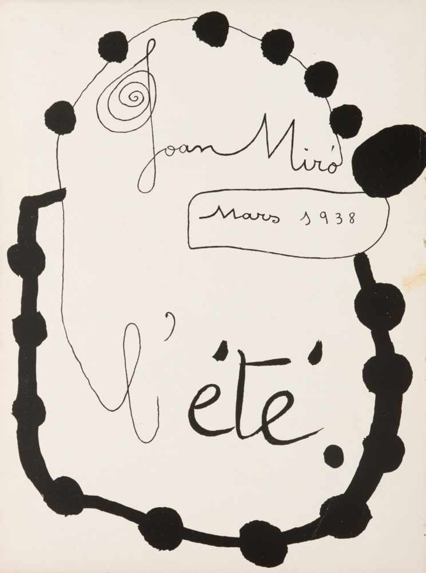 Joan Miró (Barcelona,1893 - Palma de Mallorca 1983)"L'été"Original pochoir. 1938. Stamp-signed. - Bild 2 aus 2