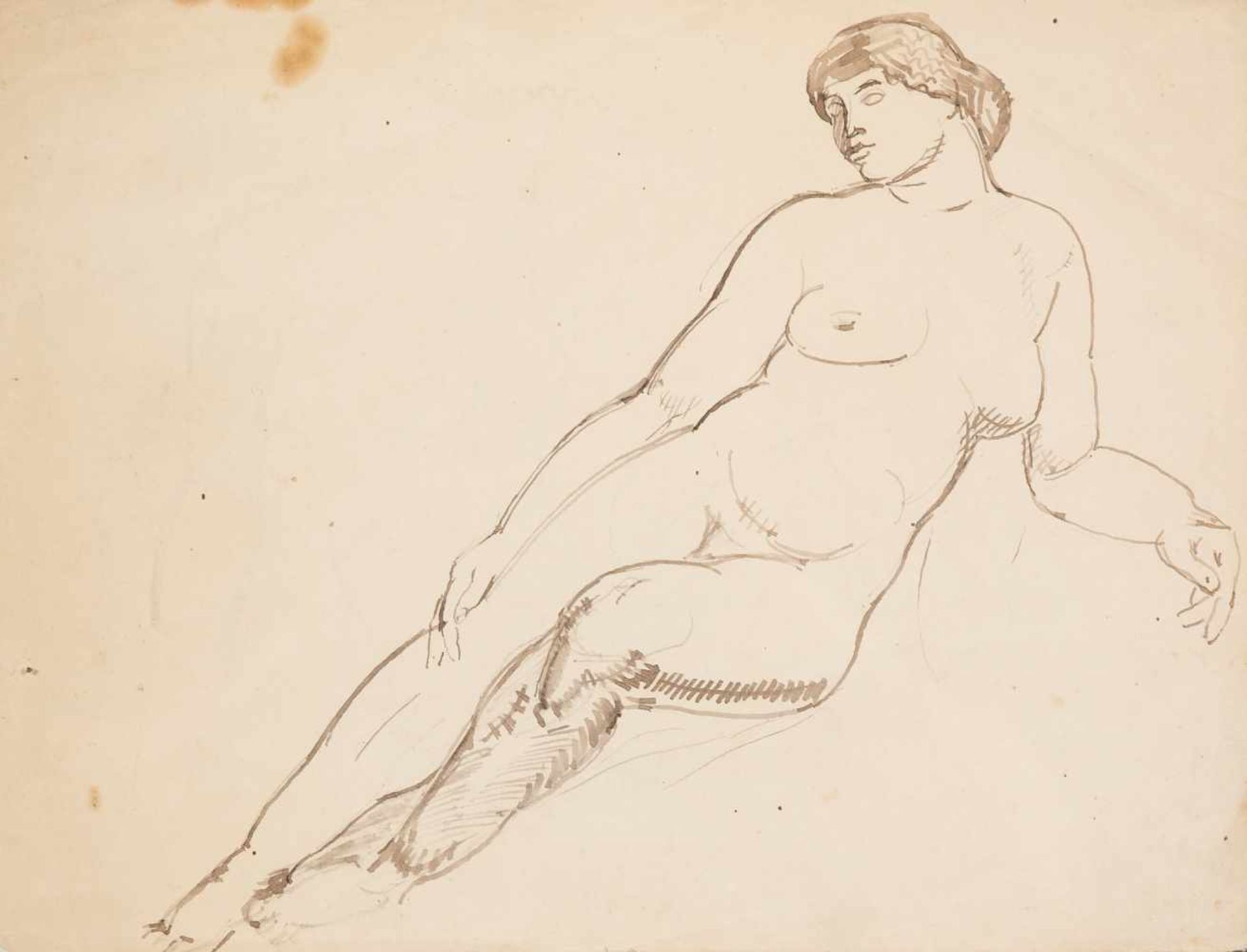 Celso Lagar (Ciudad Rodrigo, 1891 - Sevilla, 1966) "Female nude"Ink and opaque watercolour drawing