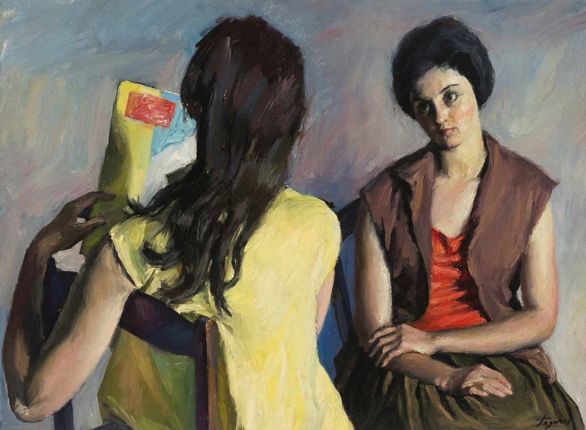 Josep de Togores (Cerdanyola, 1893 - Barcelona, 1970)"Dos mujeres" (Two women)Oil on canvas. Signed.