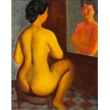 Miquel Villá Bassols (Barcelona, 1901 - Masnou, 1988)"Desnudo de espaldas" (Nude from the back)Oil