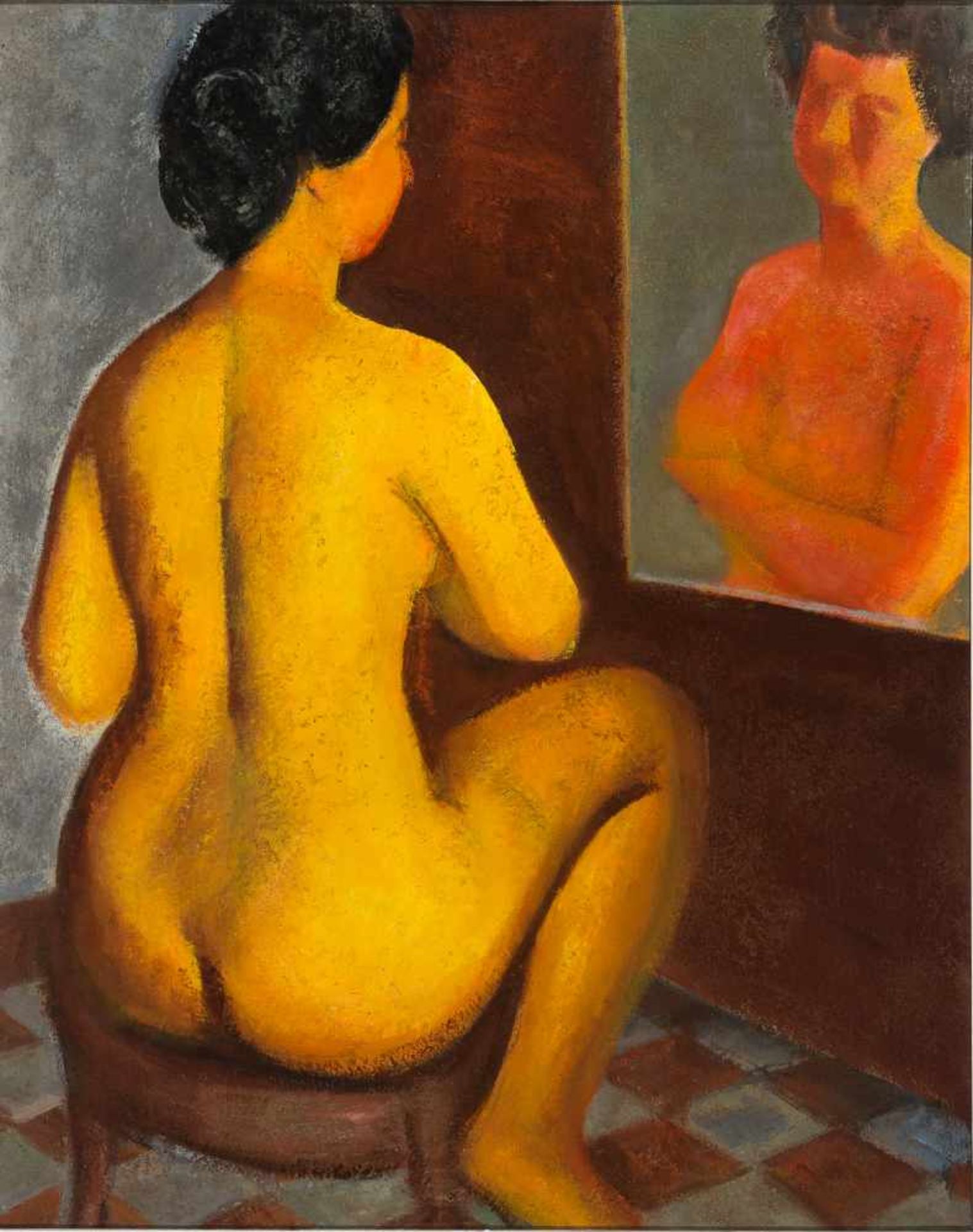 Miquel Villá Bassols (Barcelona, 1901 - Masnou, 1988)"Desnudo de espaldas" (Nude from the back)Oil