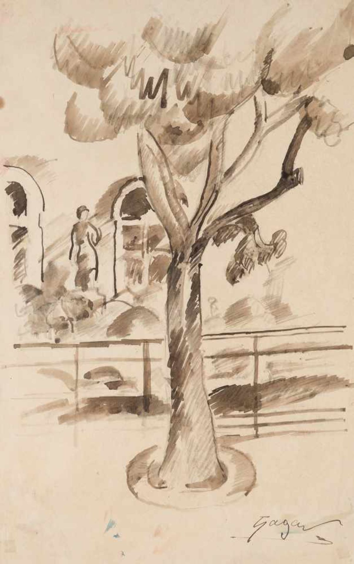 Celso Lagar (Ciudad Rodrigo, 1891 - Seville, 1966)Pencil and watercolour drawing on paper. Signed.
