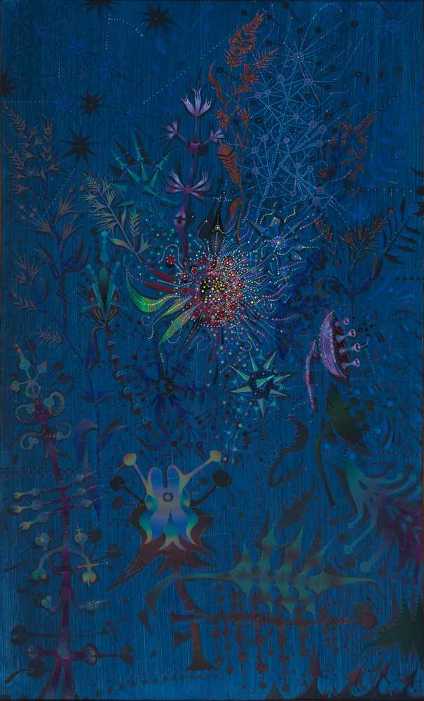 Joan Ponç (Barcelona, 1927 - Saint Paul de Vence, 1984)"Esser de les flors sobre fons blau" (