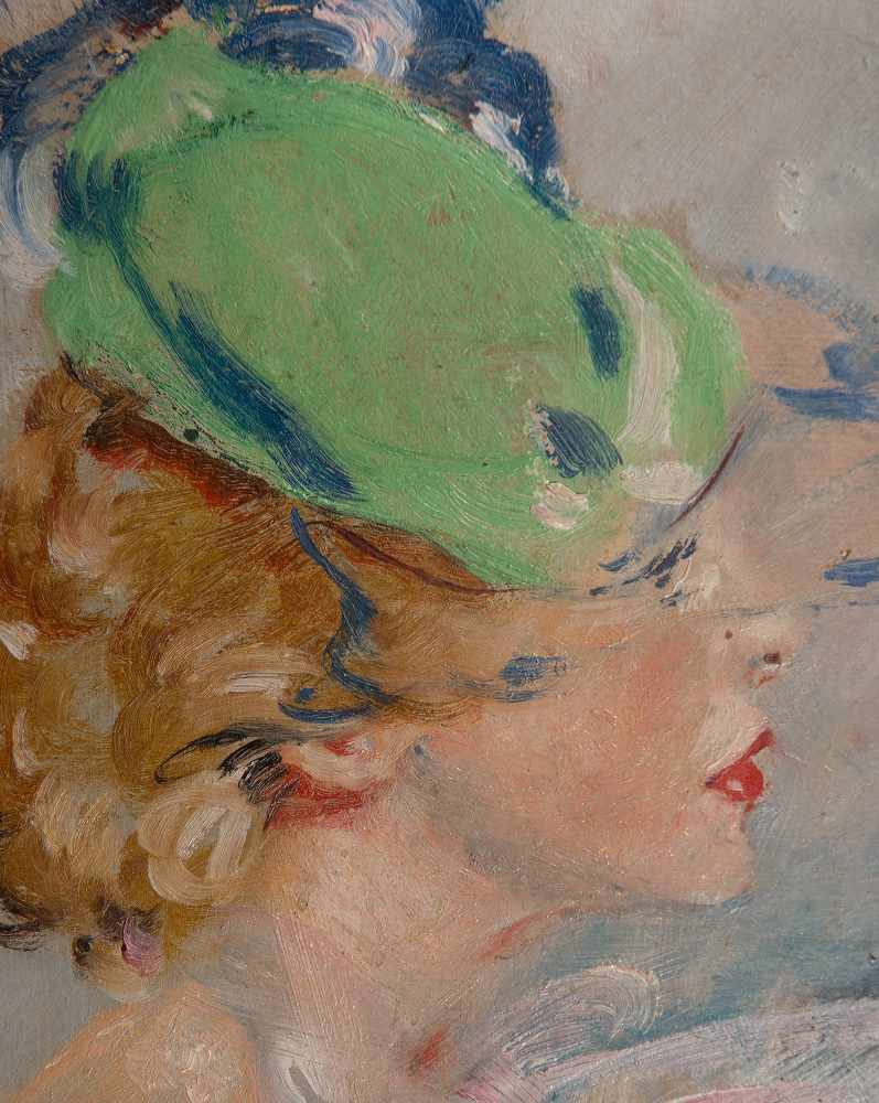 JEAN-GABRIEL DOMERGUE (BORDEAUX, 1889 - PARIS, 1962) "Elegant lady” Oil on cardboard. Signed. - Image 2 of 4