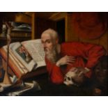 zurückgezogenDutch school of the 17th – 18th century "St. Jerome" Oil on canvas. 87.5 x 111.5 cm.- -