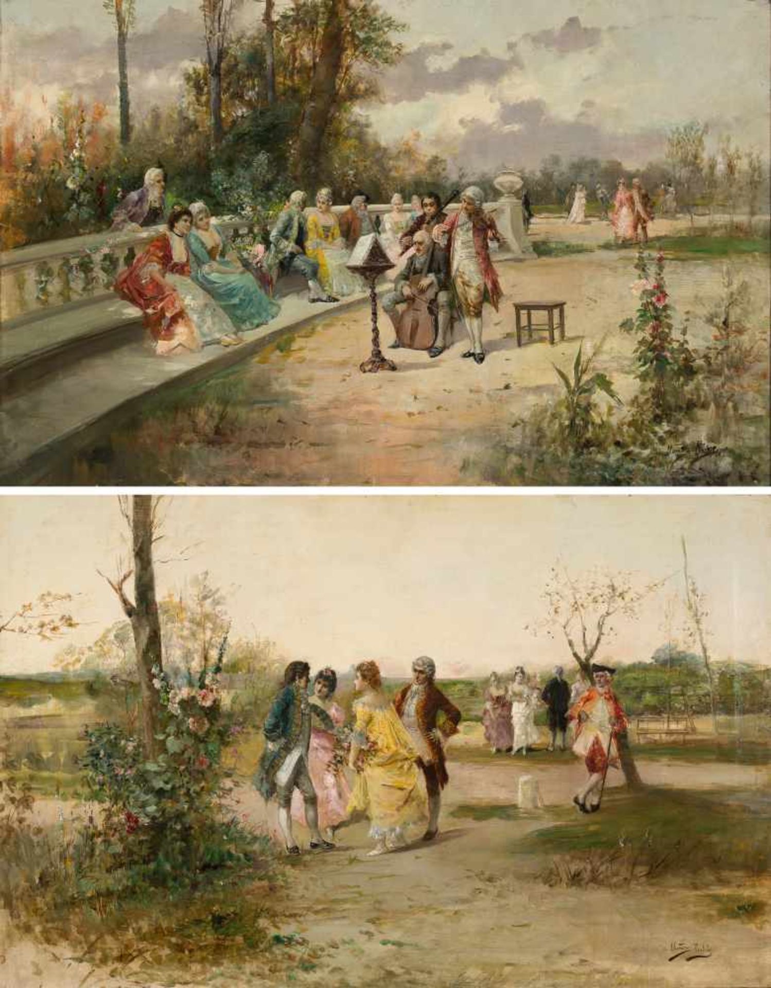 Ramón Muñoz Rubio (Jaén, 1877 - Early twentieth century)"Scenes of chivalry"Pair of oils on