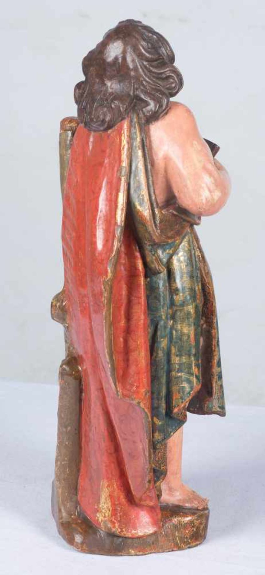 "Apostle or Evangelist". Carved, polychromed and gilded wooden sculpture. Romanesque school. 16nth - Bild 5 aus 5