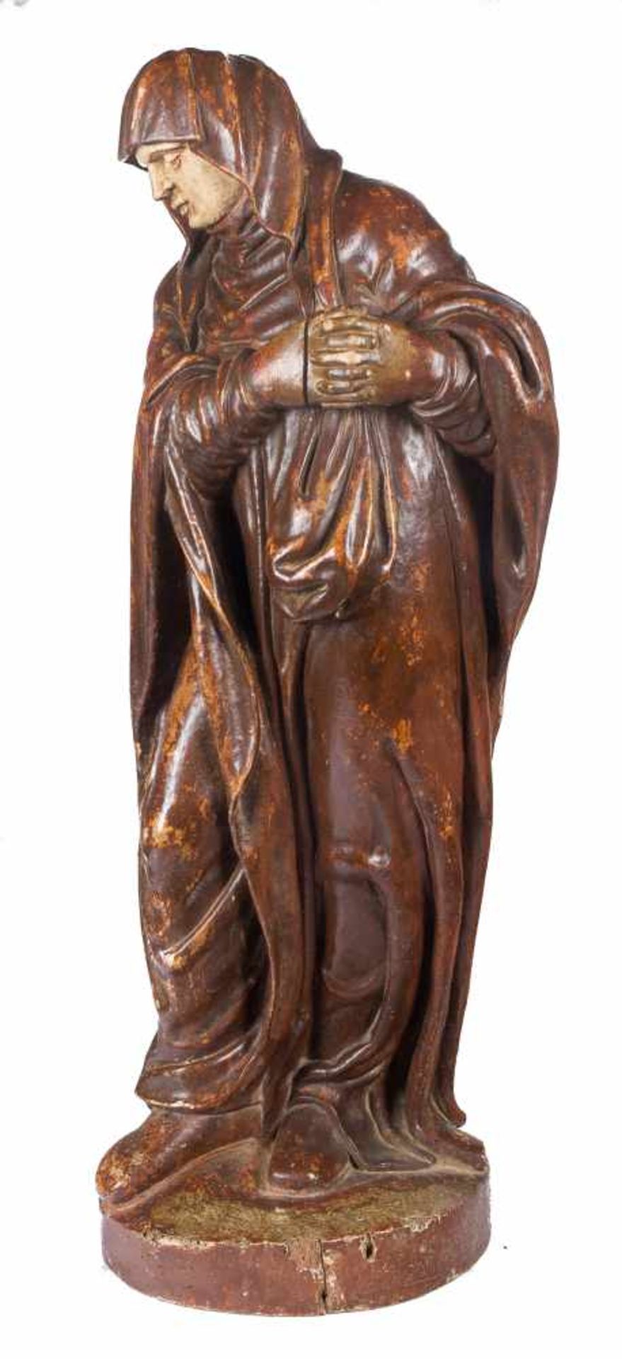 "Virgin of Calvary". Carved and polychrome wooden sculpture. Spanish school. Circa 1600. Height: - Bild 3 aus 4