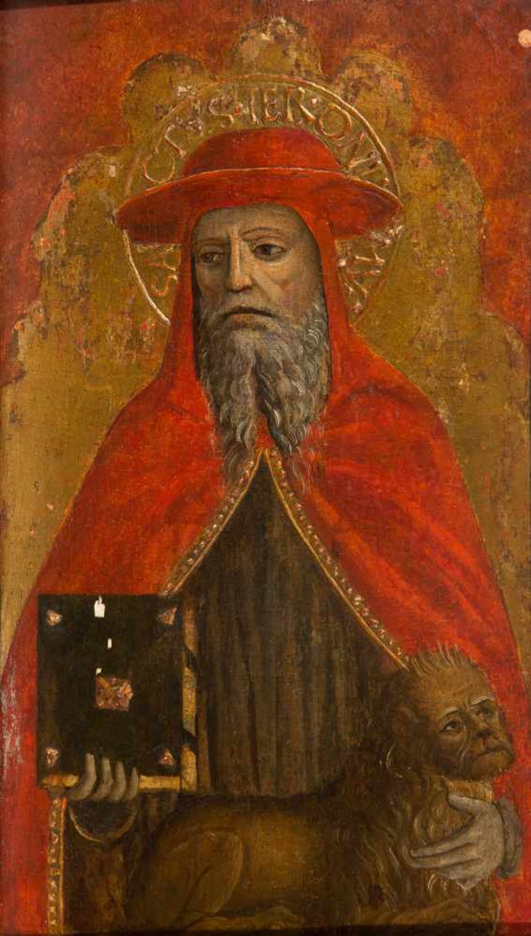 Lombardy School. Italy. Circa 1480."St. Jerome and St. Ambrose"Pair of tempera and gold leaf panel - Bild 5 aus 12