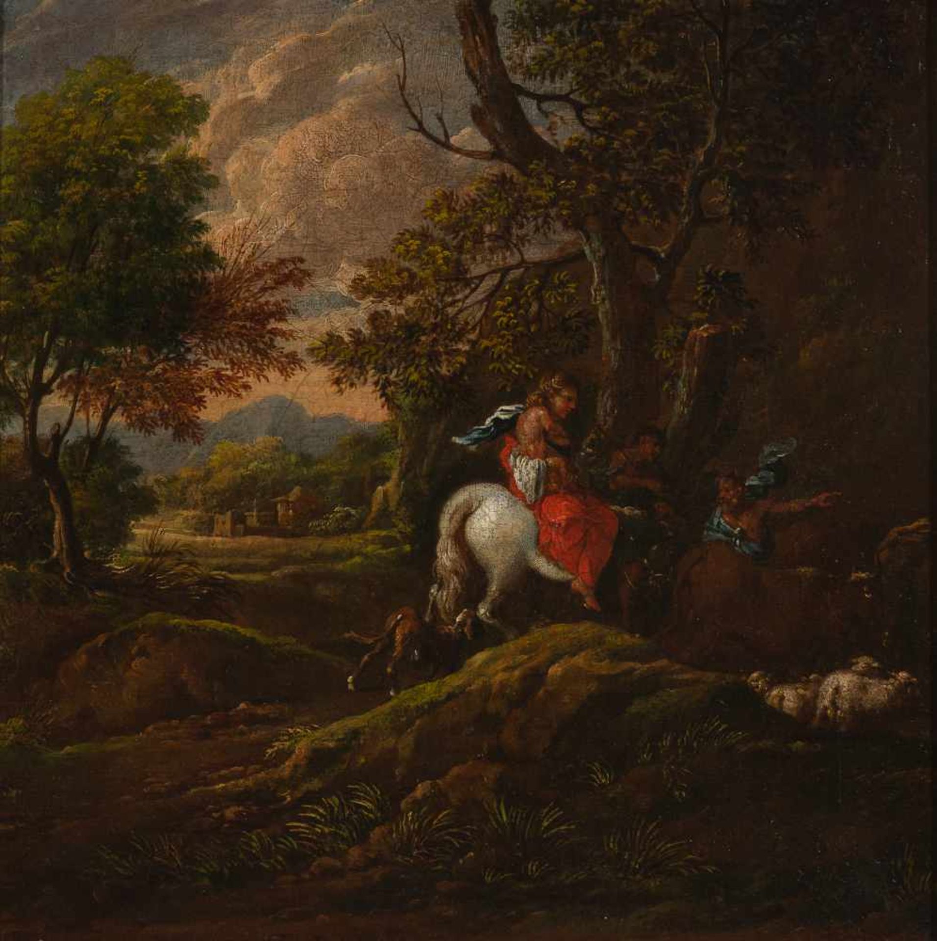 Flemish school of the 17th century"Landscapes with characters"Pair of oils on canvas. 26 x 36 cm.