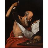 Hendryck van Somer (Lokeren, Belgium, 1607 - Naples, c. 1655) "Saint Jerome studying" Oil on canvas.