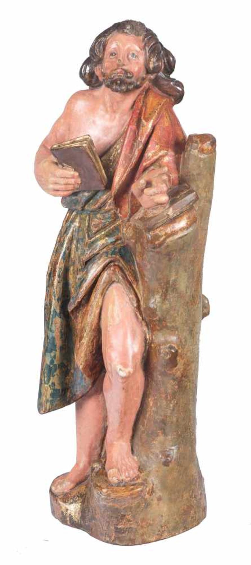 "Apostle or Evangelist". Carved, polychromed and gilded wooden sculpture. Romanesque school. 16nth - Bild 2 aus 5