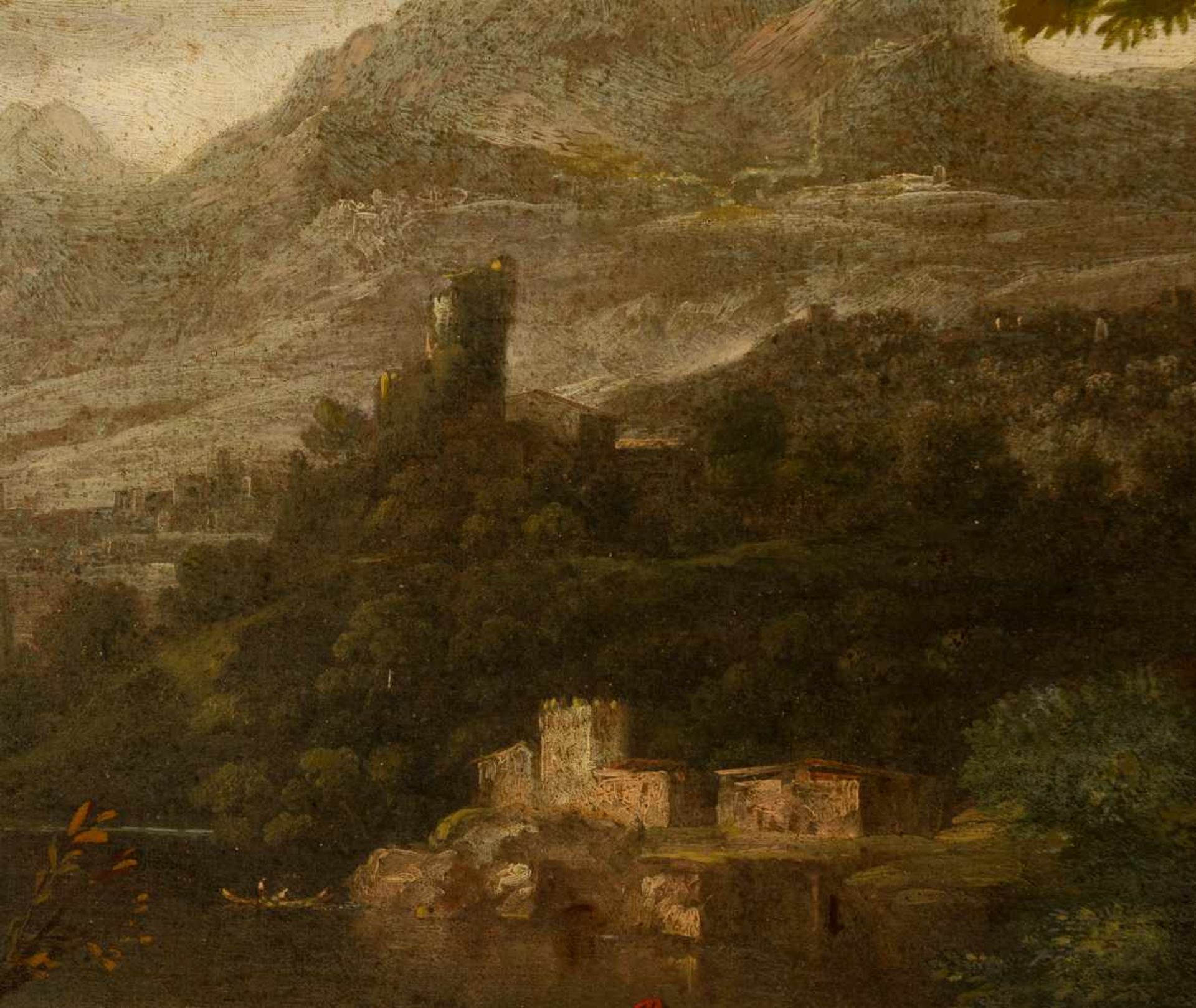 Attributed to Gaspard Dughet (Rome, 1615 - 1675)"Landscape with river"Oil on canvas. 90 x 125 cm. - Bild 4 aus 5