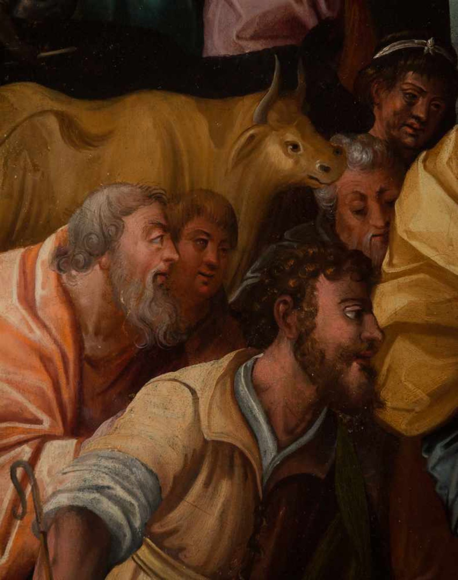 16th century Spanish School."The Adoration of the Shepherds"Oil on panel. 100 x 71 cm.- - -22.00 % - Bild 4 aus 8