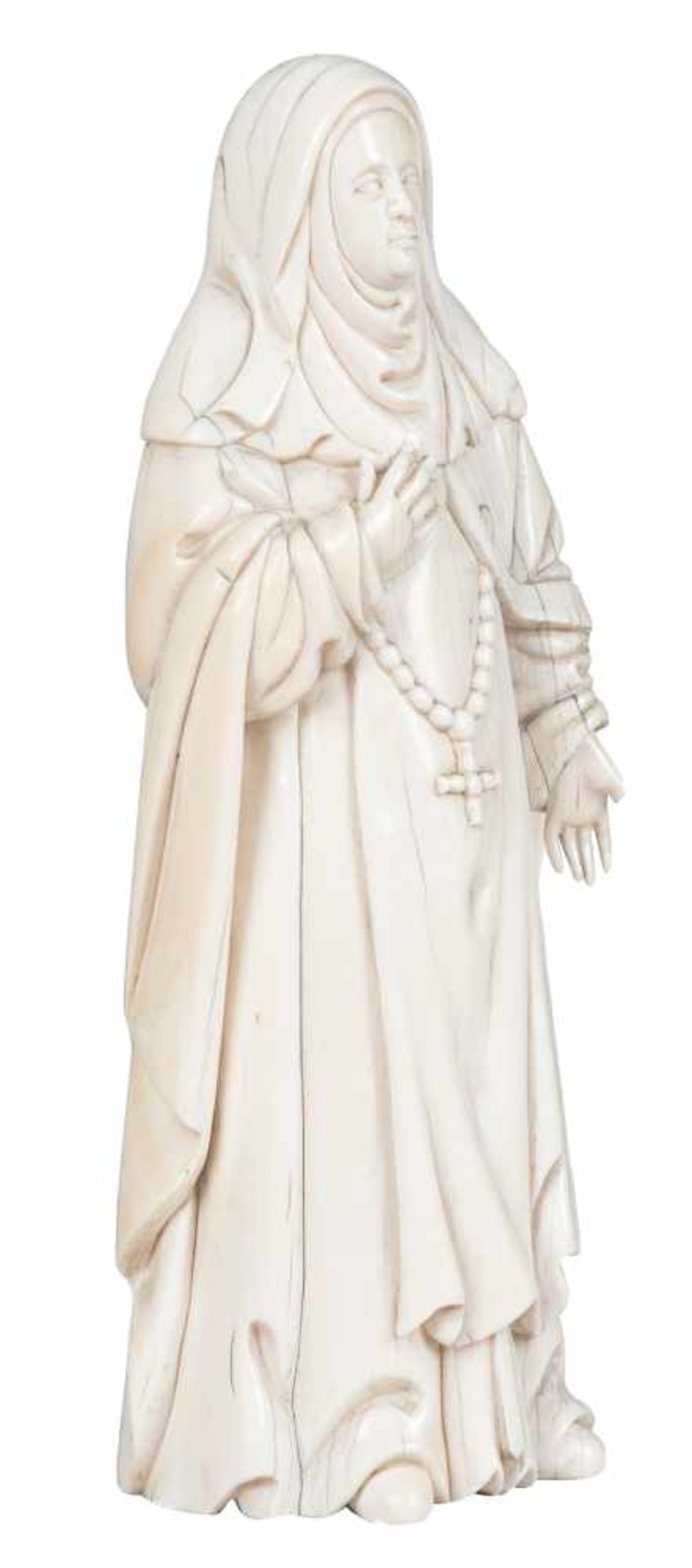 "Saint" Sculpted ivory figure. Colonial. Philippine-Hispanic. 18th century.29.5 x 11 x 9.5 cm. - Bild 2 aus 6