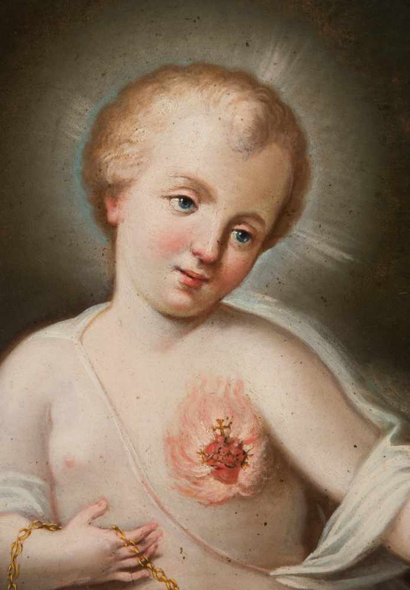 Colonial School of the last quarter of the 18th century"Joy of the Sacred Heart of Jesus"Oil on - Bild 2 aus 8