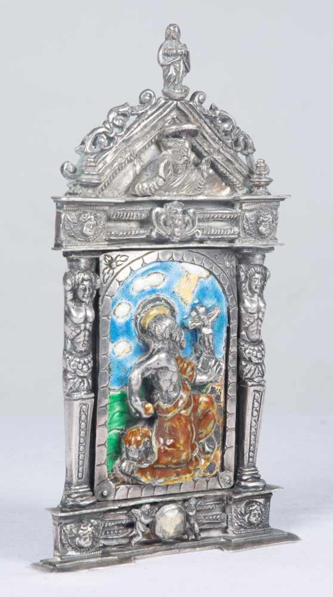 Juan de Orona (Zaragoza, documented from 1554 - 1591)Large carved silver pax which is chiselled, - Bild 2 aus 6