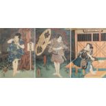 Three scenes from Kabuki Theatre. Japan. 18th centurySigned.35 x 25 cm. each- - -22.00 % buyer's