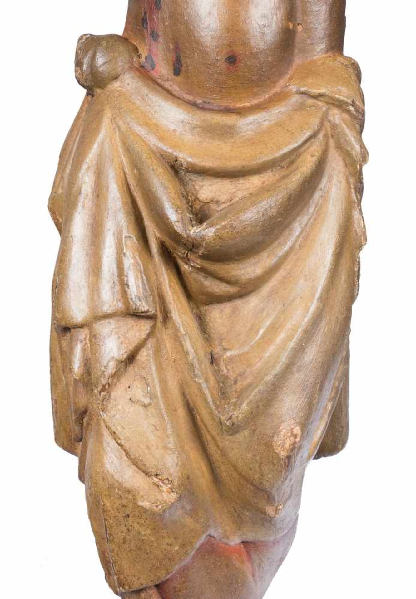 "Christ in Majesty". Carved and polychrome wooden sculpture. 13th - 14th century.It has several - Bild 3 aus 7